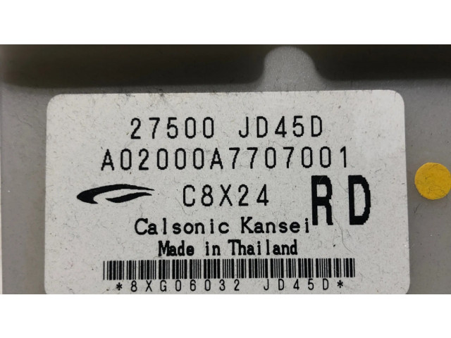 Блок управления климат-контролем 27500JD45D, A02000A7707001   Nissan Qashqai