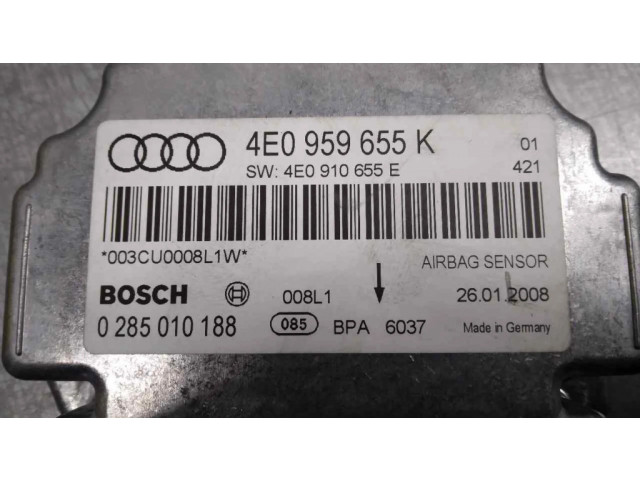 Блок подушек безопасности 4E0959655K, 0285010188   Audi A8 S8 D3 4E