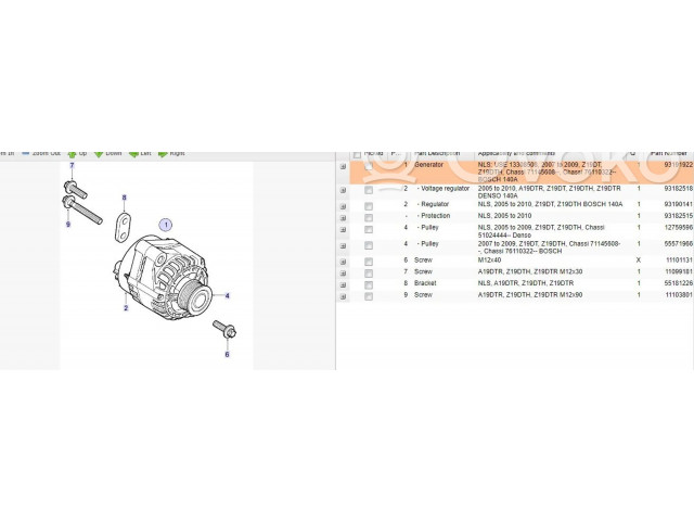 Генератор 93191922, 13308508   Saab 9-3 Ver2      