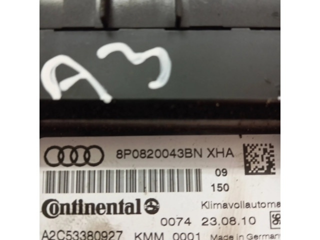 Блок управления климат-контролем 8P0820043BN, A2C53380927   Audi A3 S3 A3 Sportback 8P