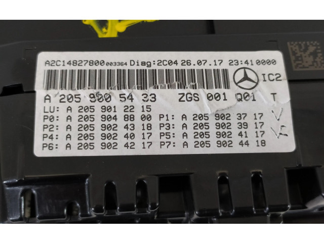 Přístrojová deska  Mercedes-Benz GLC C253 2017 A2059005433, A2C14827800  