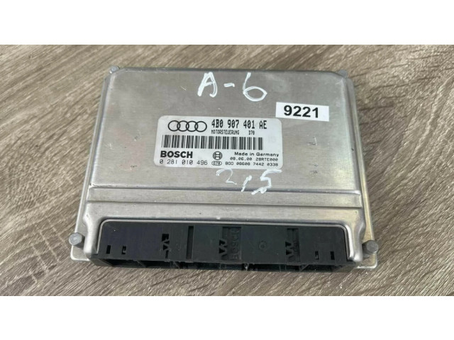 Блок управления двигателя 4B0907401AE, 0281010496   Audi A6 S6 C5 4B