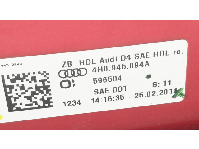 Задний фонарь правый 4H0945094A, 596504    Audi A8 S8 D4 4H   2010-2016 года