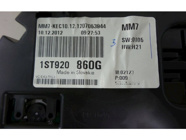 Přístrojová deska  Skoda Citigo 2015 1ST920860G, 1ST920860G  