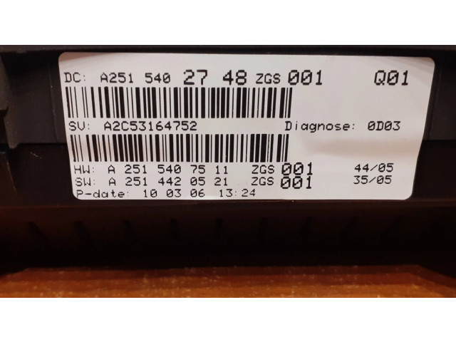 Панель приборов A2515407511, A2514420521   Mercedes-Benz R W251       