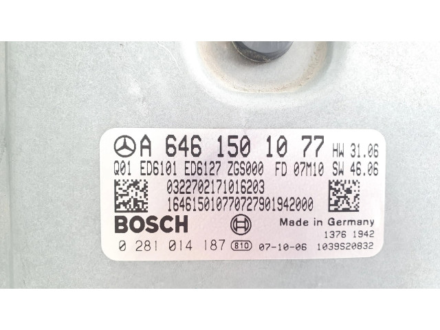 Řídící jednotka A6461501077, 0281014187   Mercedes-Benz Vito Viano W639 2008