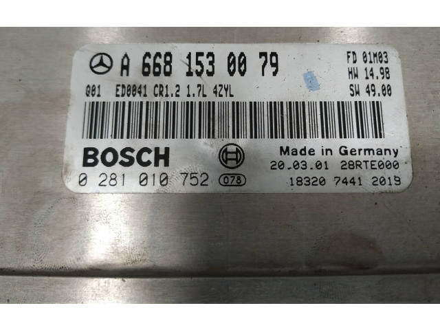 Řídící jednotka A6681530079   Mercedes-Benz A W168 2001