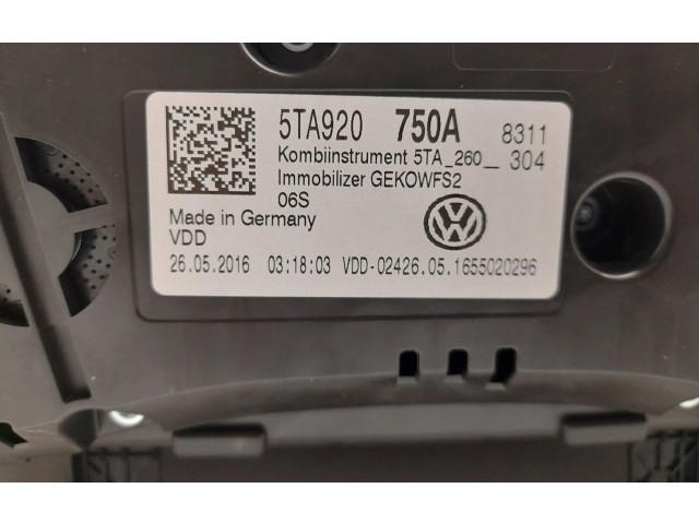 Přístrojová deska  Volkswagen Touran III 2016 5TA920750A  