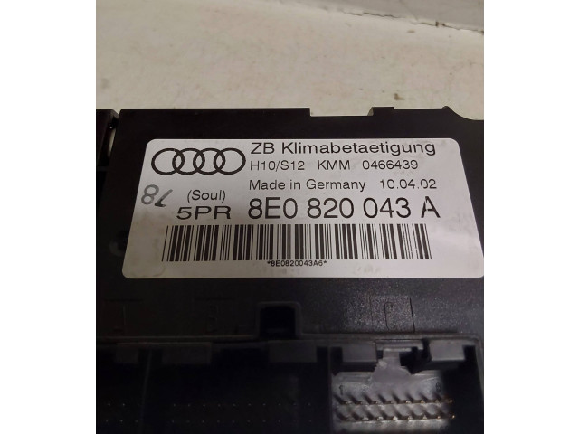 Блок управления климат-контролем 8E0820043A, 0466439   Audi A4 S4 B6 8E 8H