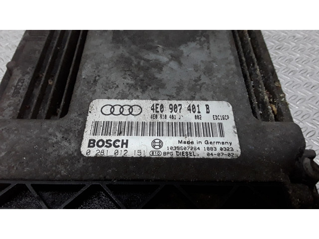 Блок управления двигателя 4E0907401B, 0281012151   Audi A8 S8 D3 4E