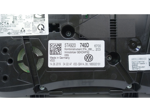 Панель приборов 5TA920740D, 49430K   Volkswagen Touran III       