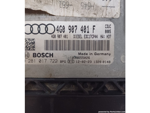 Řídící jednotka 0281017722, 4G0907401F   Audi A7 S7 4G 2010