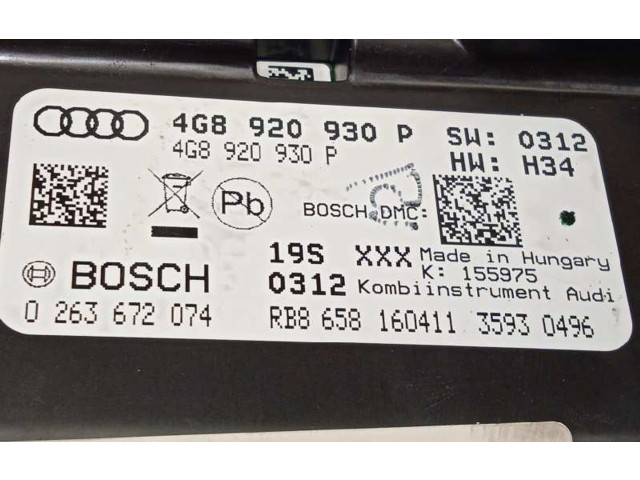 Панель приборов 4G8920930P, 0263672074   Audi A6 C7       