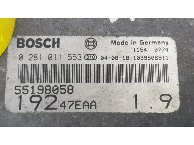 Řídící jednotka 0281011553, 55198058   Fiat Stilo 2003