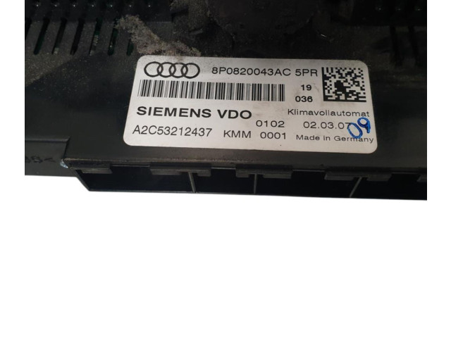 Блок управления климат-контролем 8P0820043AC   Audi A3 S3 A3 Sportback 8P