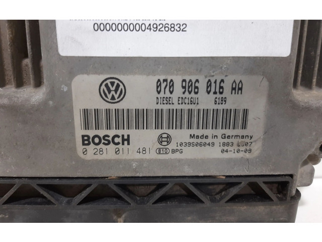Блок управления двигателя 070906016AA, 0281011481   Volkswagen Touareg I