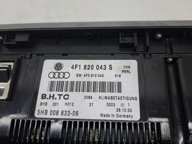 Блок управления климат-контролем 4F1820043S, 5HB00883306   Audi A6 S6 C6 4F