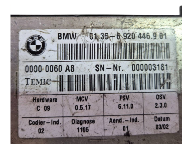 Блок комфорта 61356920446901, 00000060A8   BMW 3 E46   