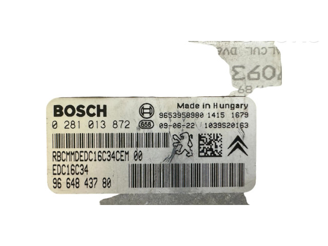 Řídící jednotka 9664843780, 9653958980   Peugeot 308 2009