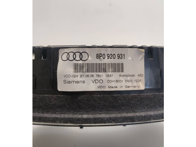 Přístrojová deska  Audi A3 S3 8P 2006 8P0920931, D0H16001  