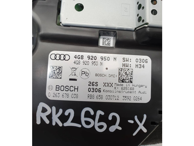 Přístrojová deska  Audi A7 S7 4G 2016 4G8920950N, 0263678038  