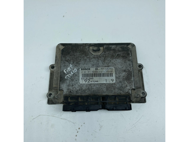 Блок управления двигателя 0281011553, 19247DAA   Fiat Stilo