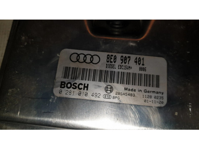 Блок управления двигателя 8E0907401, 0281010492   Audi A4 S4 B5 8D