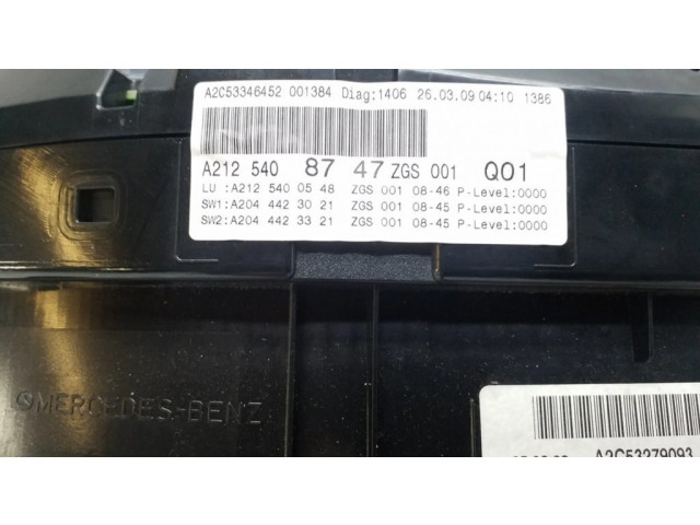 Přístrojová deska  Mercedes-Benz E W212 2010 A2125408747, A2125400548  