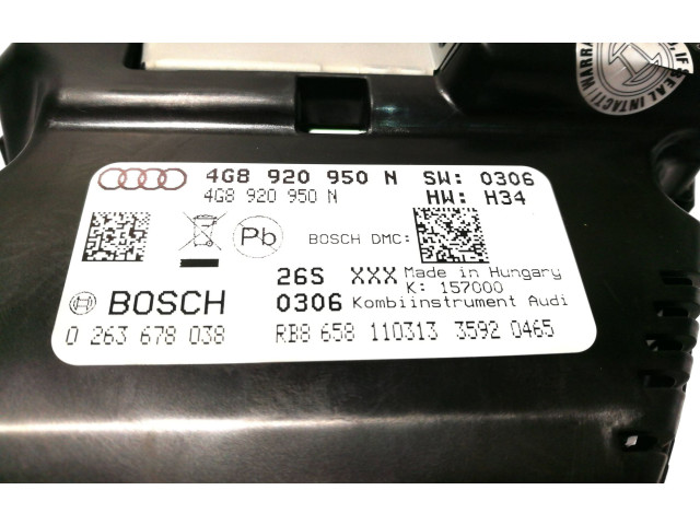 Přístrojová deska  Audi A6 S6 C7 4G 2013 4G8920950N, 0263678038  