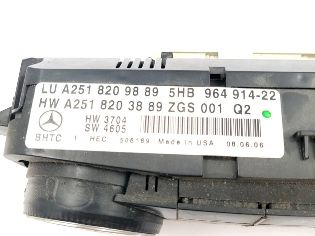 Блок управления климат-контролем A2518209889, A2518203889   Mercedes-Benz ML W164