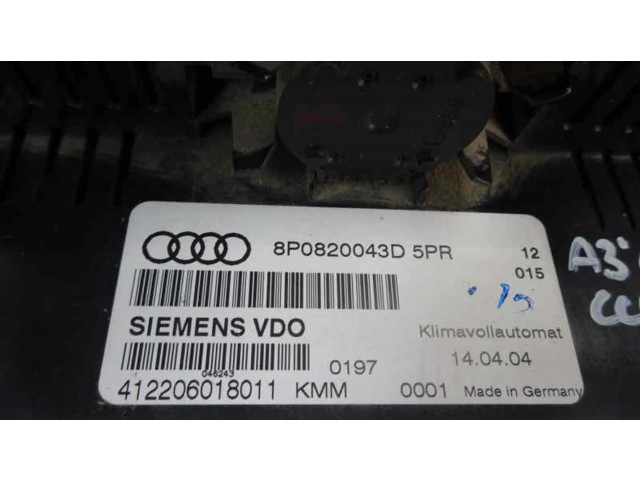 Блок управления климат-контролем 8P0820043D, 2004   Audi A3 S3 8L