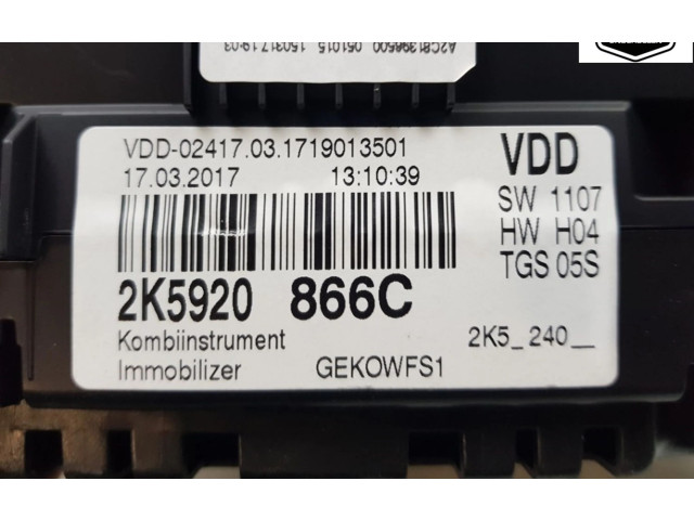 Přístrojová deska  Volkswagen Caddy 2017 2K5920866C, 2K5920866C  