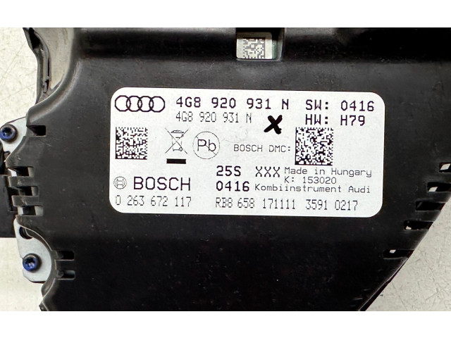 Přístrojová deska  Audi A6 S6 C7 4G 2012 4G8920931N, 0263672117  
