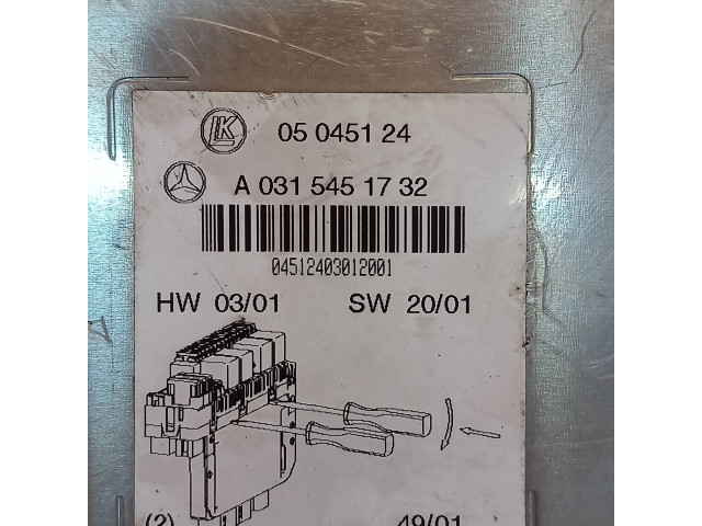   Pojistková skříňka 0315451732, A0315451732   Mercede-Benz S W220 2002