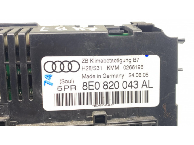 Блок управления климат-контролем 8E0820043AL   Audi A4 S4 B7 8E 8H