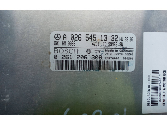Блок управления двигателя A0265451332, 0261206308   Mercedes-Benz CLK A208 C208