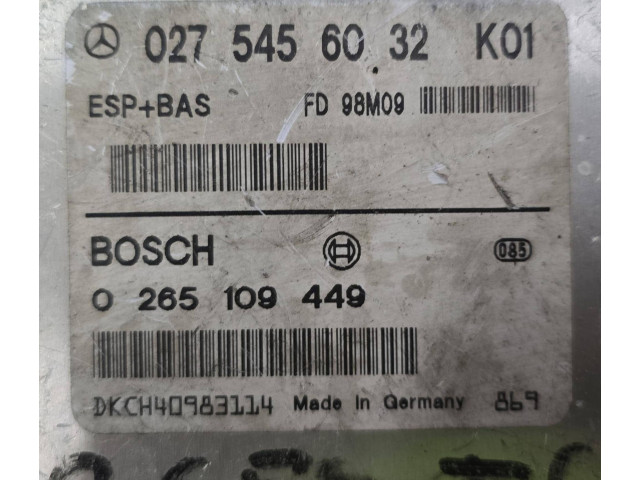 Řídící jednotka 0275456032, 0265109449   Mercedes-Benz A W168 1999