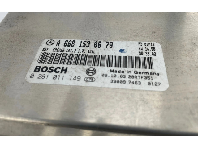 Řídící jednotka A6681530679, 0281011149   Mercedes-Benz Vaneo W414 2004