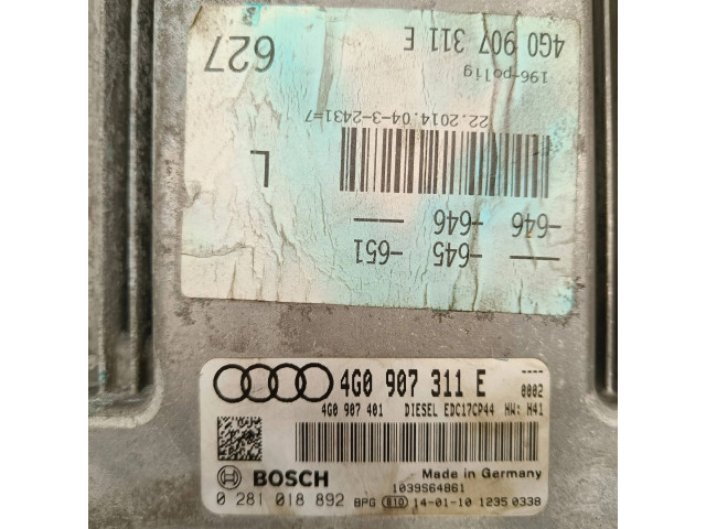 Блок управления двигателя 4G0907311E, 0281018892   Audi A6 S6 C7 4G