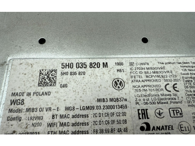 Радио/ проигрыватель CD/DVD / навигация 5H0035820M, 5H0035820   Volkswagen Golf VIII