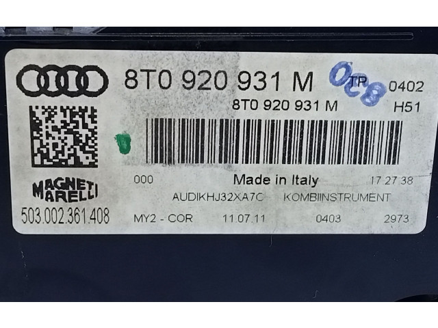 Přístrojová deska  Audi A5 Sportback 8TA 2011 8T0920931M, E2-A1-32-2  