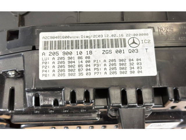 Přístrojová deska  Mercedes-Benz C W204 2015 A2059001018, 87066S0  