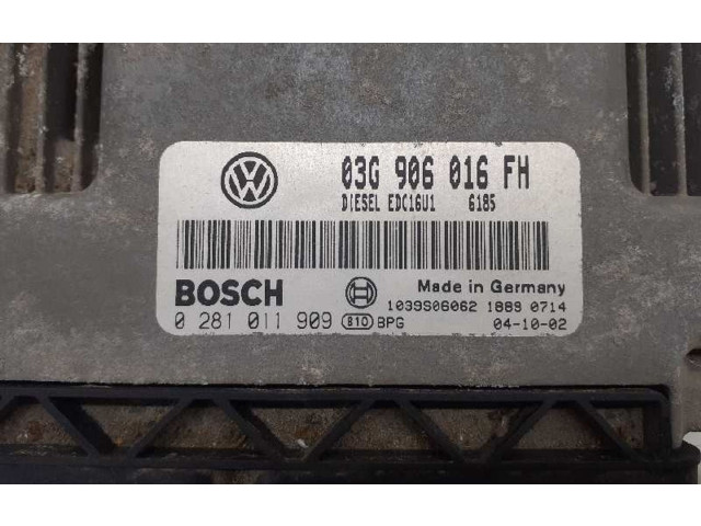 Блок управления двигателем Блок управления 03G906016FH, 0281011909   Seat Toledo II (1M)