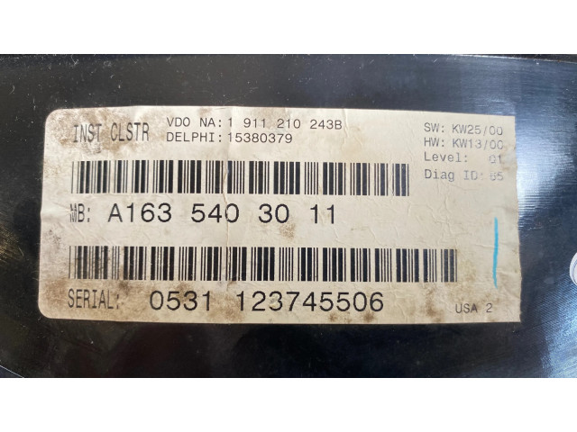 Přístrojová deska  Mercedes-Benz ML W163 2003 A1635403011, 15380379  