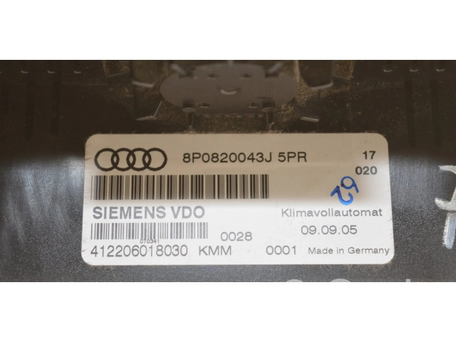 Блок управления климат-контролем 412206018030, 8P0820043AF   Audi A3 S3 8P