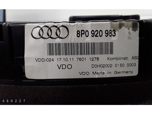 Pojistková skříňka Спидометр (приборный щиток) 8P0920983   Audi A3 S3 A3 Sportback 8P 2011