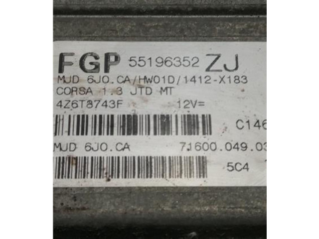 Блок управления 55196352zj, 55196352ZJ   Opel Corsa C