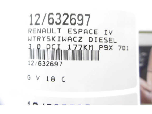 Vstřikovač 8-97239161-7, 8-97239161-7   Renault Espace -  Grand espace IV    P9X 701 