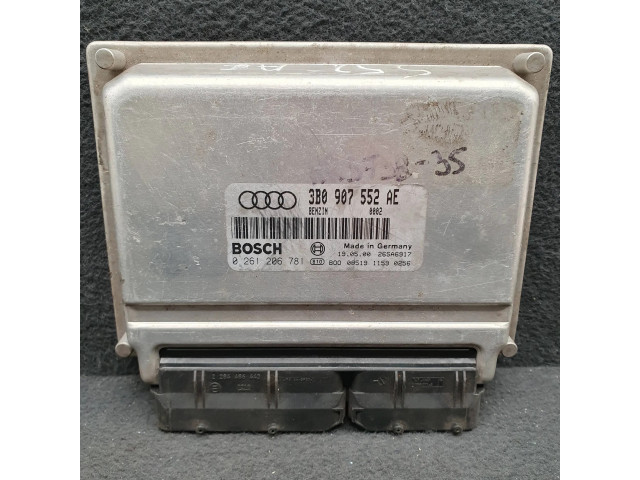 Блок управления двигателя 3B0907552AE, 0261206781   Audi A6 S6 C5 4B