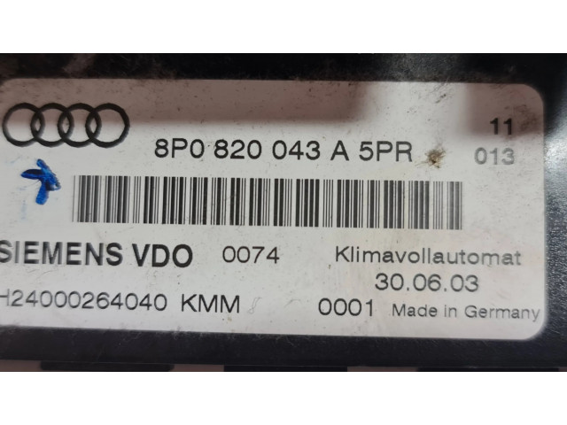 Блок управления климат-контролем 8P0820043A, 4000264040   Audi A3 S3 8P